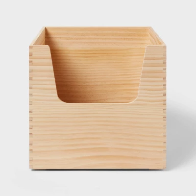 Stackable Kids' Wood Storage Bin Natural - Pillowfort™ 3 Stackable Kids' Wood Storage Bin Natural - Pillowfort™ - Image 3