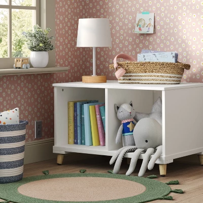 Modern Kids' Toy Storage Bench - Pillowfort™: White MDF Decorative Cabinet, Divided Storage, 28.86" Width 1 Modern Kids' Toy Storage Bench - Pillowfort™: White MDF Decorative Cabinet, Divided Storage, 28.86" Width