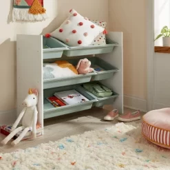 Kids' 6 Bin Storage White - Pillowfort™: Multi Bin Toy Organizer, Kids Furniture For Playroom, 3 Shelves