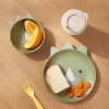 Kids' 2pc Bamboo And Melamine Dino Dinnerware Set Green - Pillowfort™