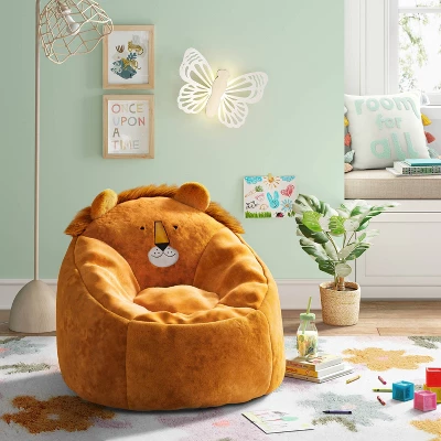 Kids' Lion Bean Bag Brown - Pillowfort™: Upholstered Chair For Kids 3-9, Indoor Animal Pattern, Polystyrene Beads 1 Kids' Lion Bean Bag Brown - Pillowfort™: Upholstered Chair For Kids 3-9, Indoor Animal Pattern, Polystyrene Beads