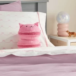 Pillowfort Shop 31 Cat Macaron Kids' Holiday Mini Weighted Plush Throw Pillow Light Pink - Pillowfort™