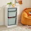 Multi-Bin Kids' Storage Smoke Green - Pillowfort™: Toy Storage Rack, 3 Shelves, 30% Recycled Plastic