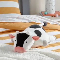 Cow Weighted Plush Kids' Throw Pillow Black/White - Pillowfort™