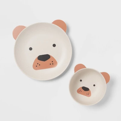 Kids' 2pc Bamboo And Melamine Bear Dinnerware Set Light Brown - Pillowfort™ 3 Kids' 2pc Bamboo And Melamine Bear Dinnerware Set Light Brown - Pillowfort™ - Image 3