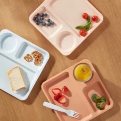 Kids' 6pc 9.5" Plastic Square Divided Plate - Pillowfort™: Microwave & Dishwasher-Safe, Ages 3+